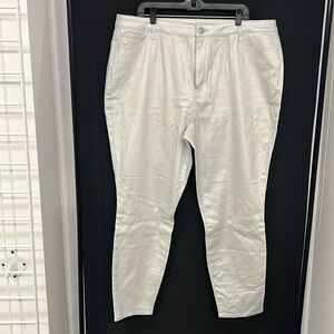 Skinny silver foil stretch denim